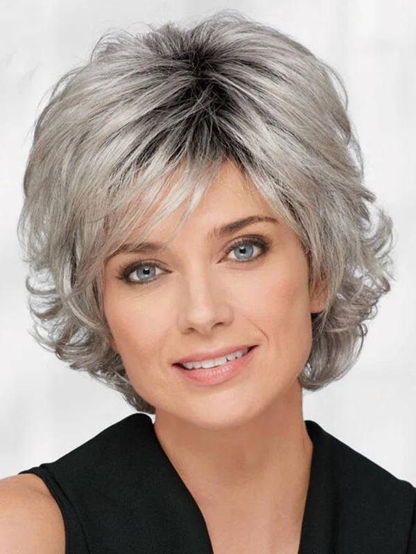 Fluffy and youthful chemical fiber lace mesh wig for women