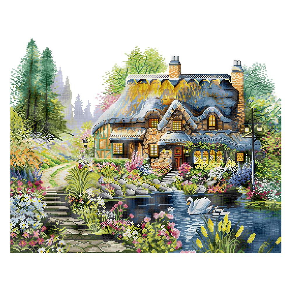 

Forest Villa - 14CT Stamped Cross Stitch - 59*48cm, 501 Original
