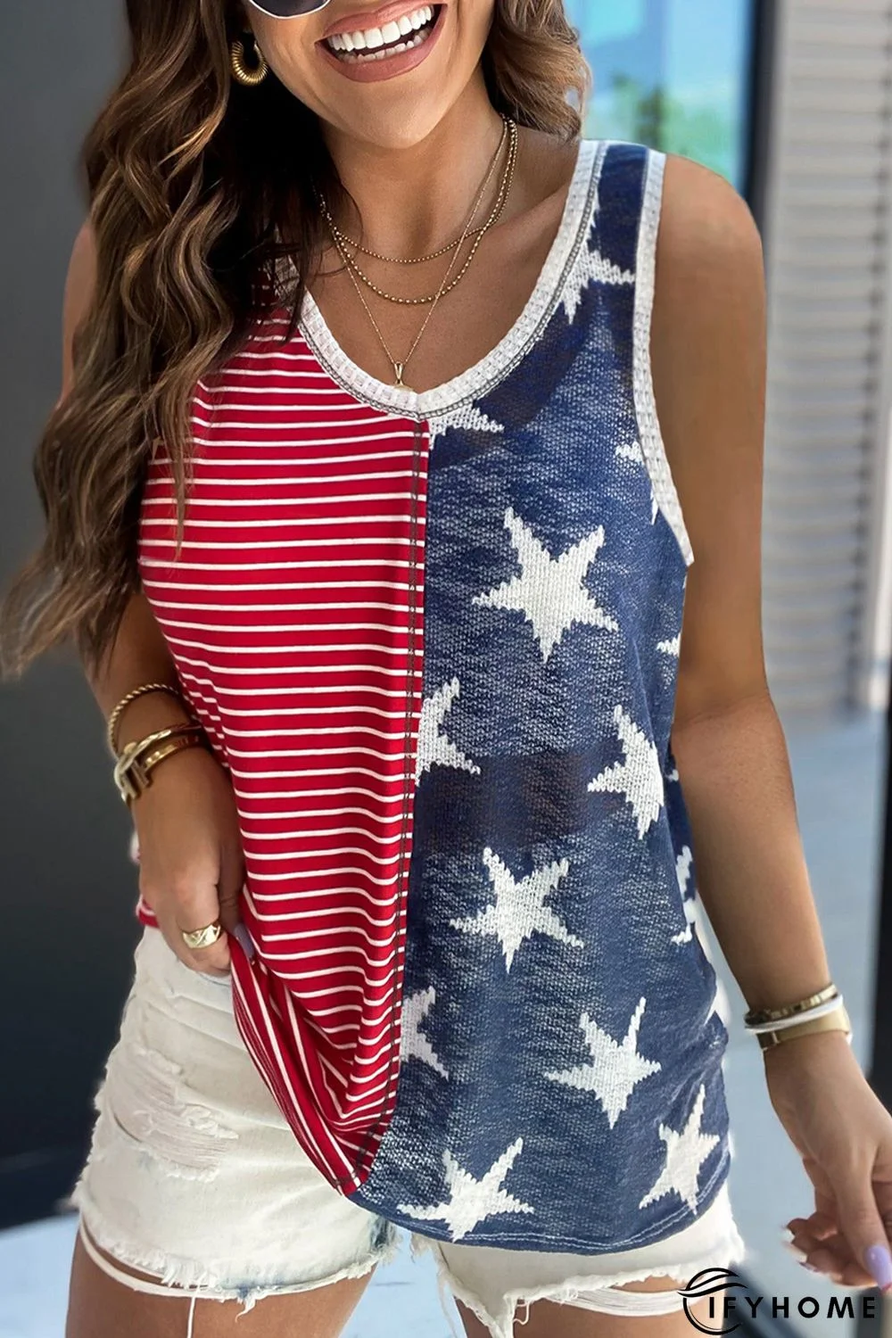 Red American Flag Stars and Stripes Tank Top | IFYHOME