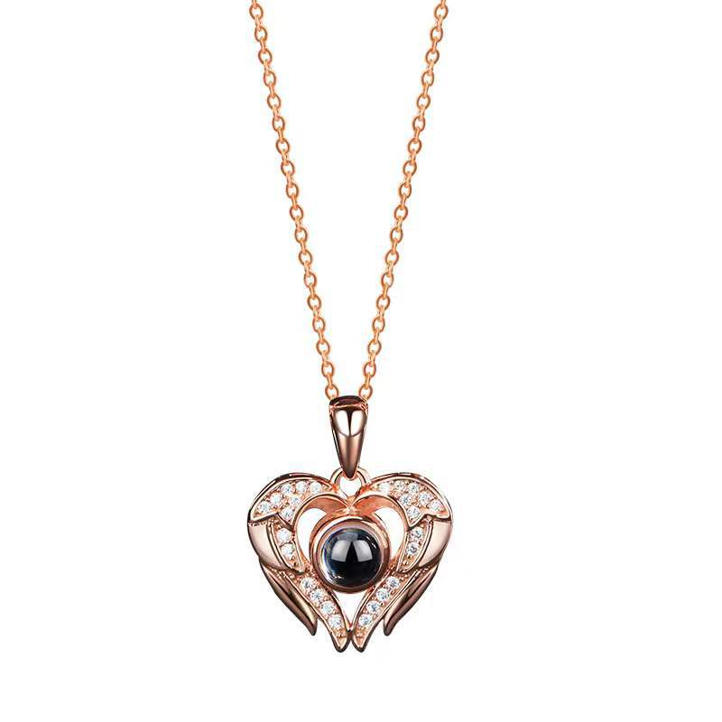 Loveyoufancy Heart Wings Projection Necklace