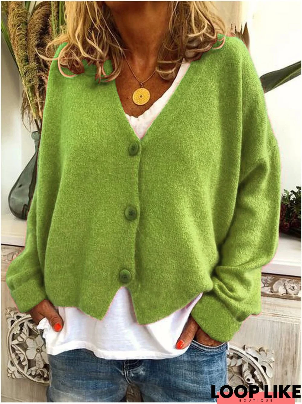 Cotton-Blend Long Sleeve Sweater coat