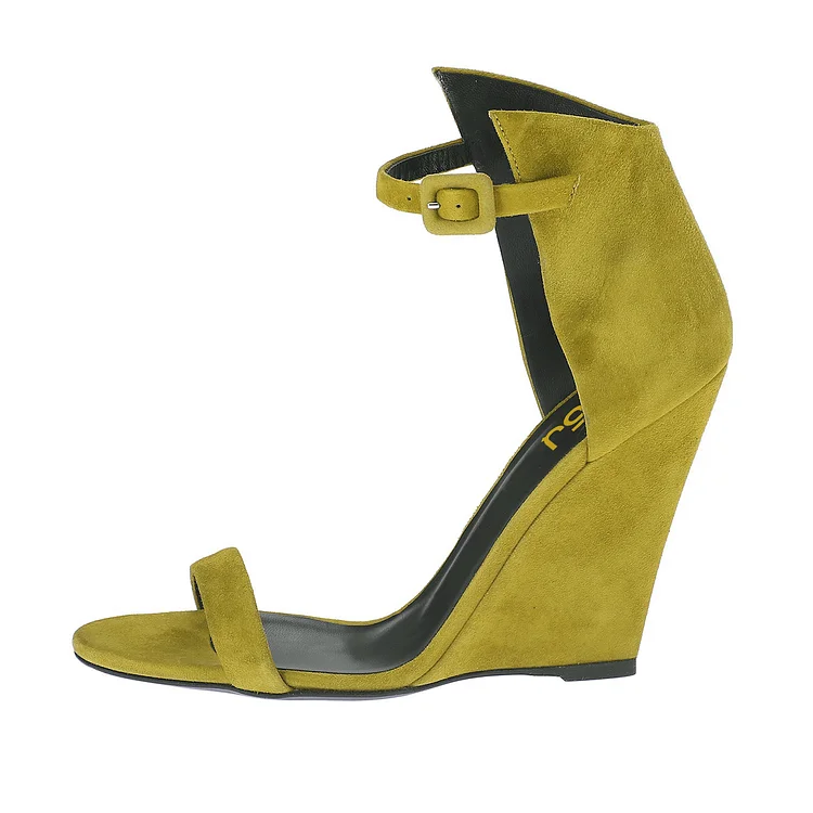 Green Ankle Strap Wedge Sandals Vdcoo