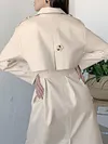 Simple Lapel Collar Buttoned Belted Loose Solid Color Trench Coat