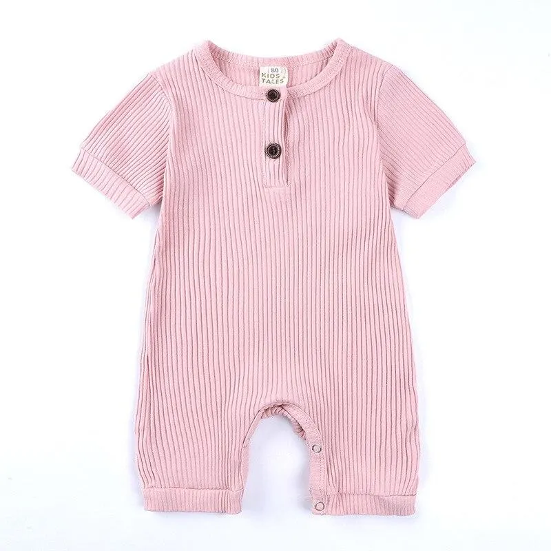 2021 Summer Newborn Baby Romper Soild Color Baby Clothes Girl Rompers Cotton Short Sleeve O-neck Infant Boys Romper 0-24 Months