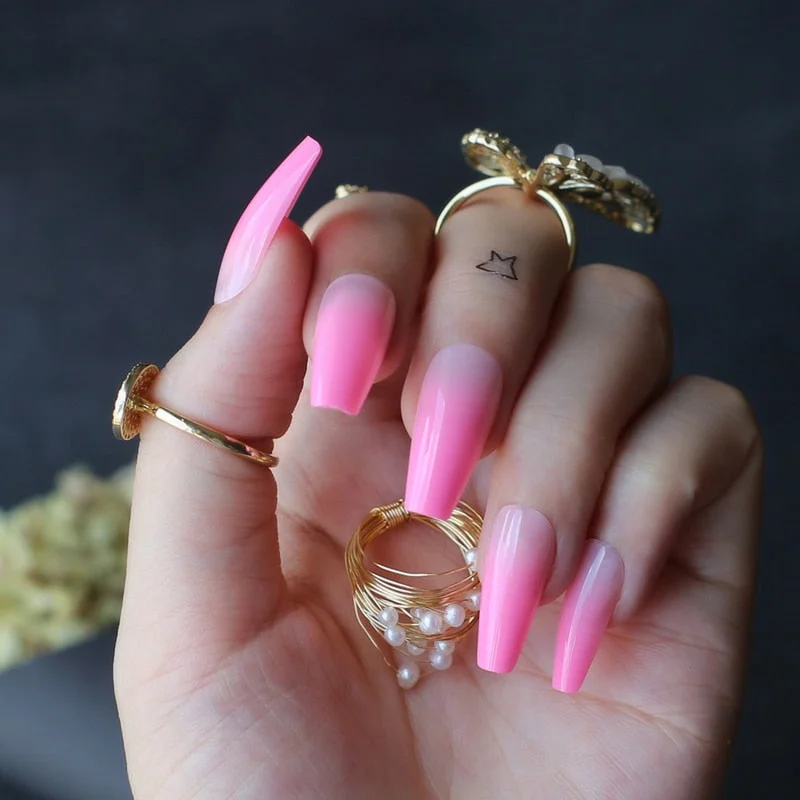 Coffin Nude French Black outline White Fake nails Ballet Art Nails Classic arc French design False nails 24PCS-Nail Inspo