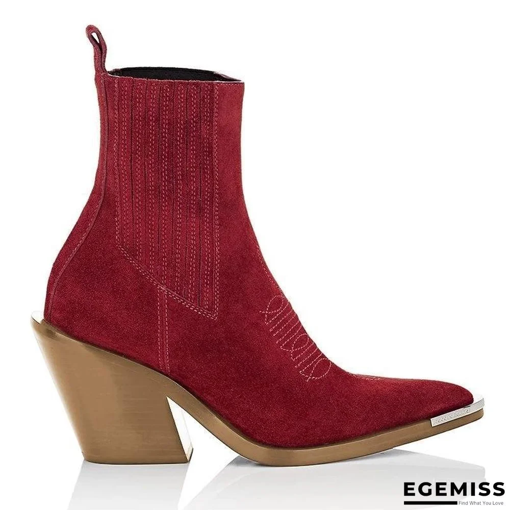 Chunky Heel Pointed Ankle Boots | EGEMISS