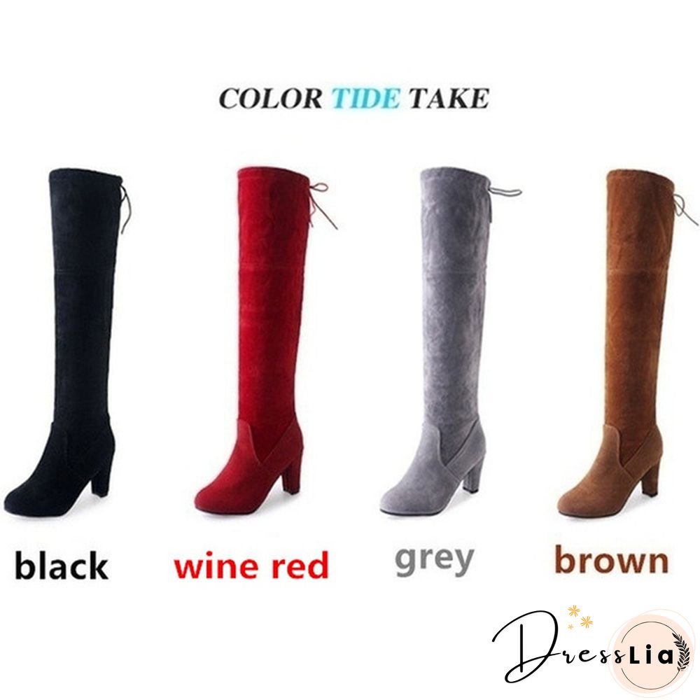 Autumn and Winter Women's Fashion Boots Over Knee High Boot Lace Up High Heel Long Thigh Boots Shoes