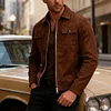Thin Men's PU Leather Faux Suede Jacket, Solid Color, Simple Style, Versatile Lapel Casual Top, Business Casual Men's Wear, Casual Men's Jacket.