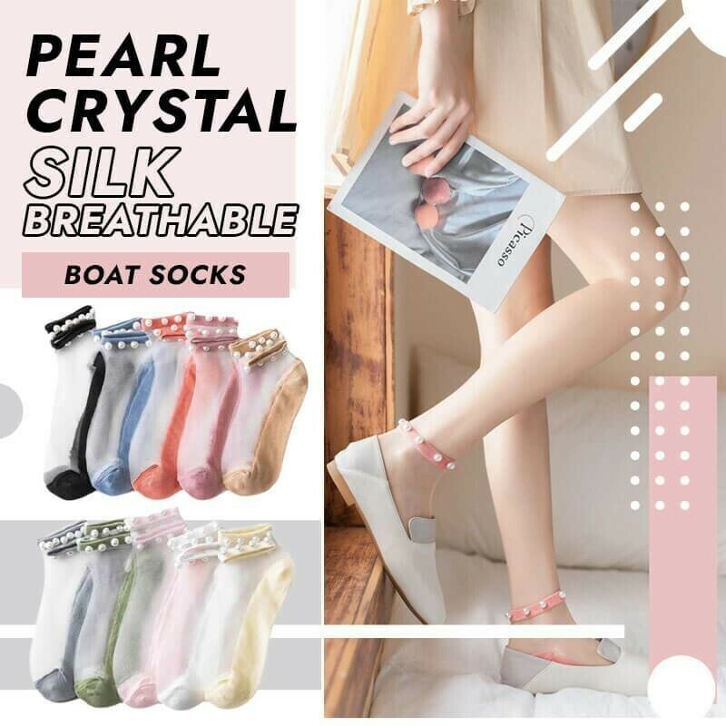 Pearl Crystal Silk Breathable Boat Socks(3 PCS)