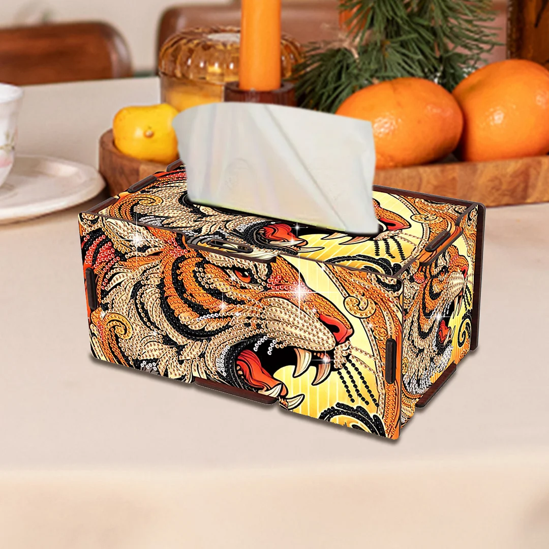 Wooden Diamond Painting Tissue Box for Home and Office Decoration (ZJH025)