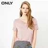 ONLY Brand New office lafy loose solid v-neck T-shirt women| 118101570