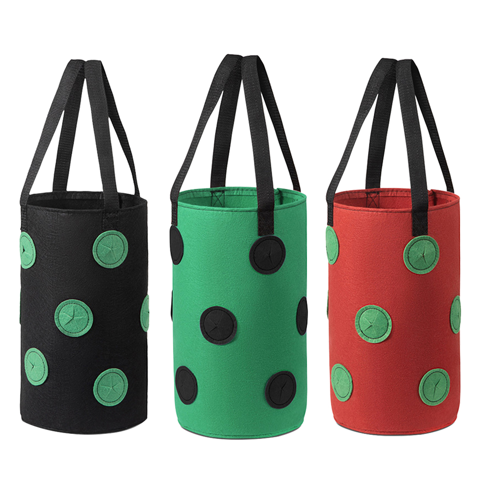 

3 Gallon Felt Grow Bags Display Pockets DIY Hanging Strawberry Plant Bag, Green, 501 Original