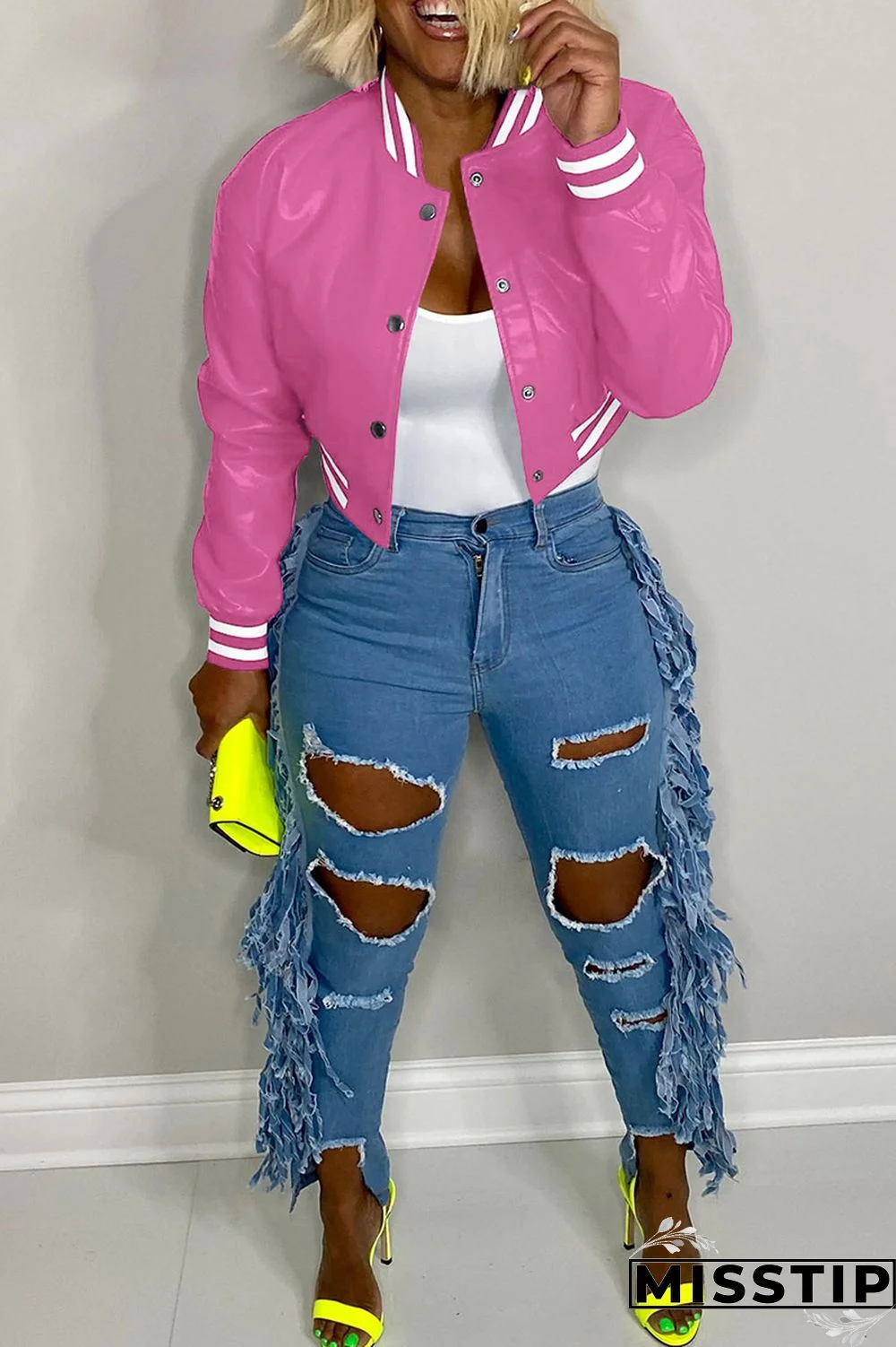 Black Casual Solid Patchwork Buckle Outerwear