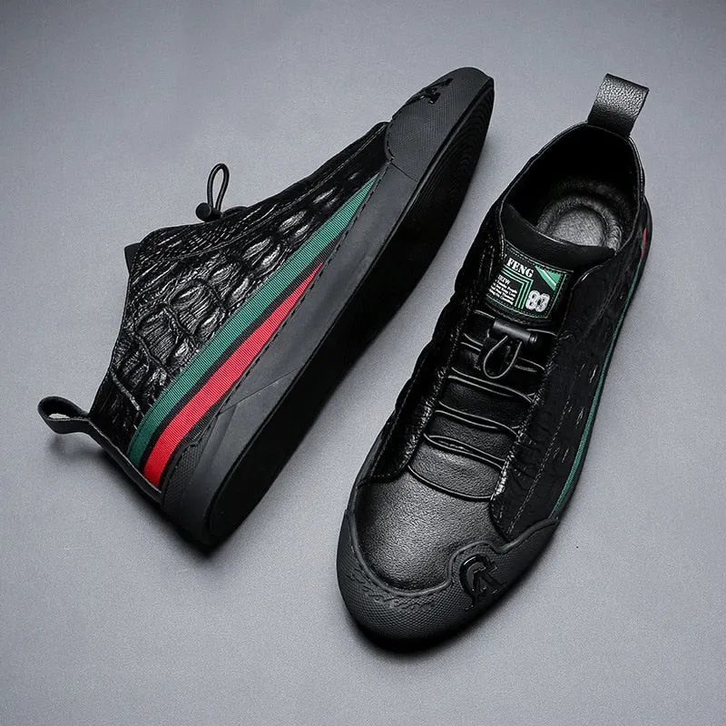 Genuine Leather High Quality Men Shoes Casual Daily Trendy Sneakers Mens Black Comfortable Footwear Spring / Winter 2020