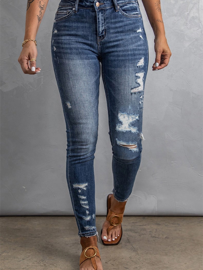 Blue Distressed Skinny Jeans