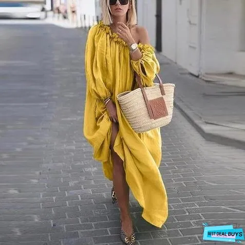 Casual Solid Color Large Size Long Dress