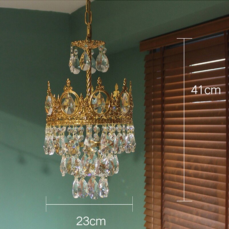Art Deco Copper Crystal Pendant Lights Lighting Glod Pendant Lamp Dining Living Room Bedroom Home Decor Hanging Light Fixture