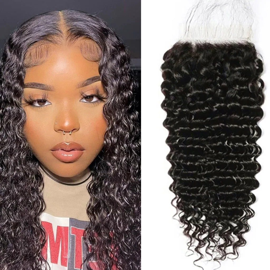 12A Deep Wave 4x4 5x5 HD Lace Closure Pre Plucked Human Hair Closure