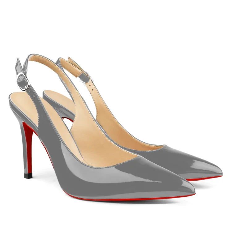 90mm Women's Pointed Toe Slingback Heels Red Bottoms Pumps Comfortable Dress Shoes VOCOSI VOCOSI