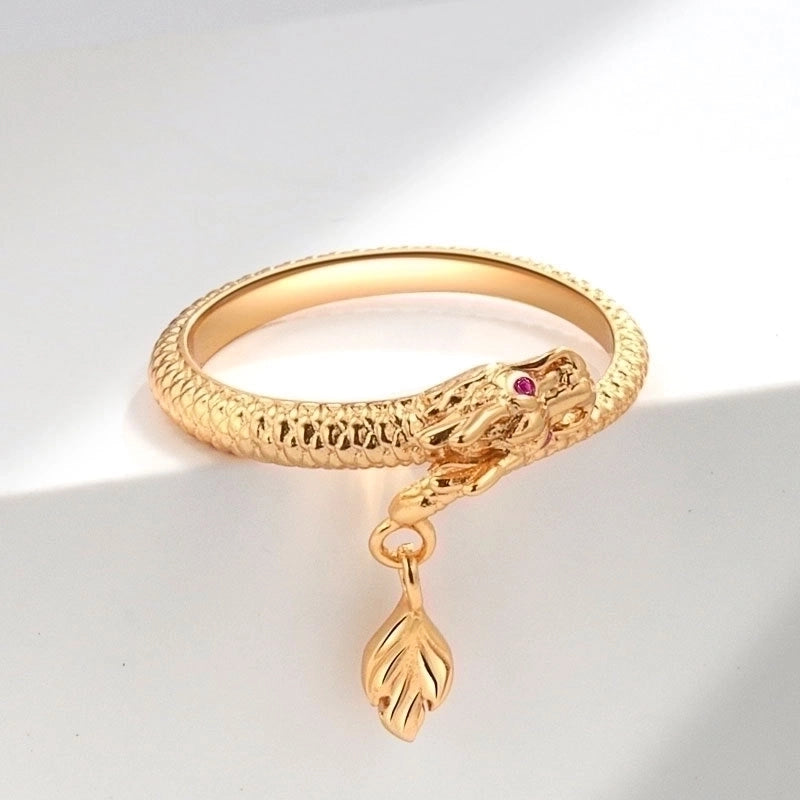IG Style Dragon Copper Plating Inlay Zircon Charm Rings Open Rings