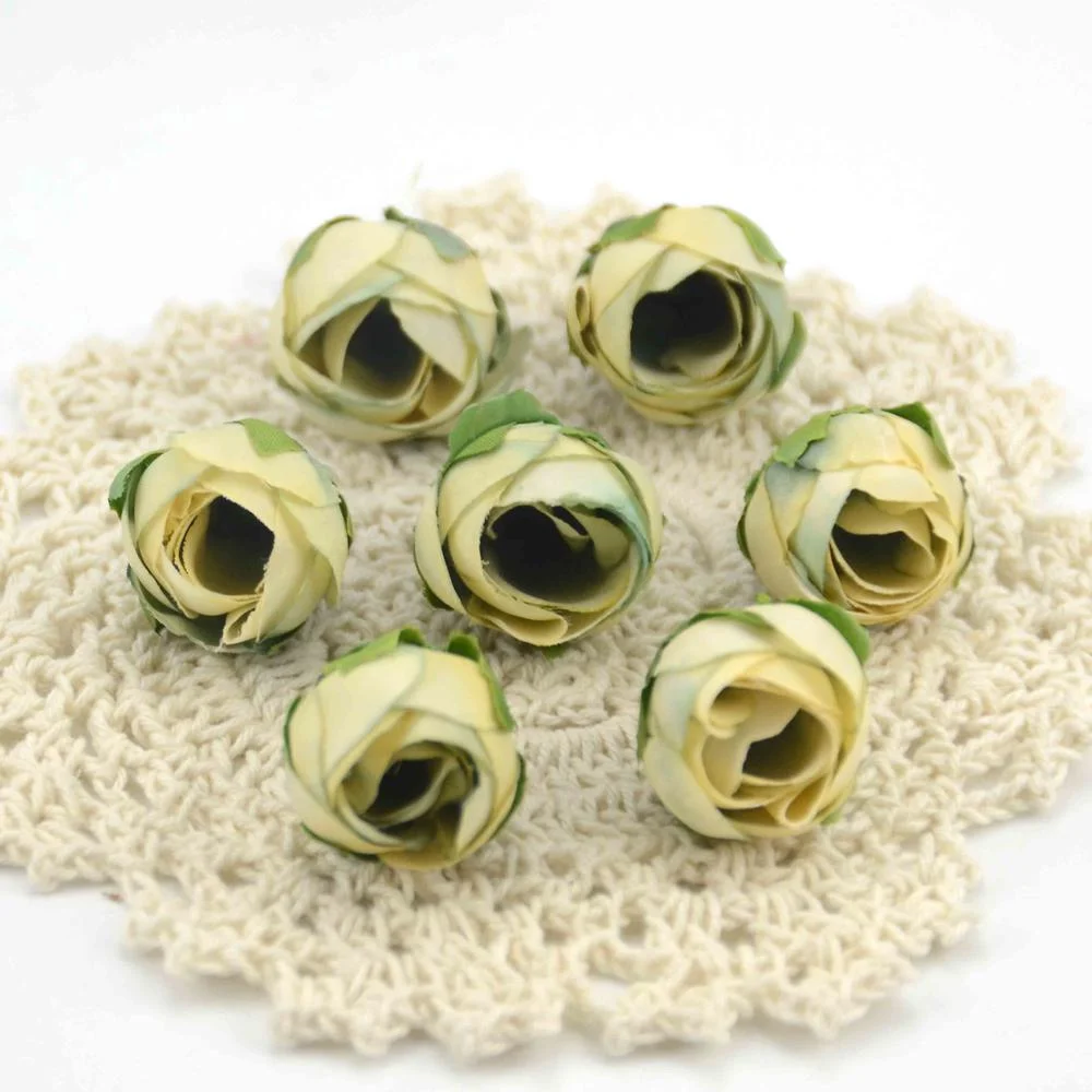 10pcs Cheap Mini Real Touch Silk Artificial Rose Flower Head Camellia Buds Wedding Home Decoration Wreaths Craft Fake Flowers