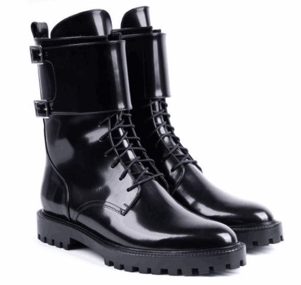 Black Buckles Lace up Ankle Boots |FSJ Shoes