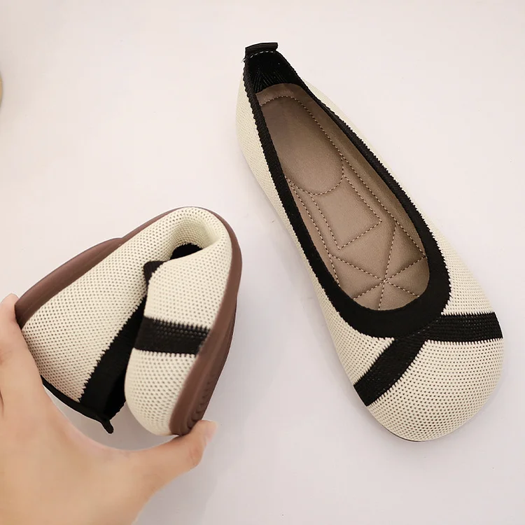 Stunahome V-KNIT Wide Walking Casual Round-Toe Flats shopify Stunahome.com