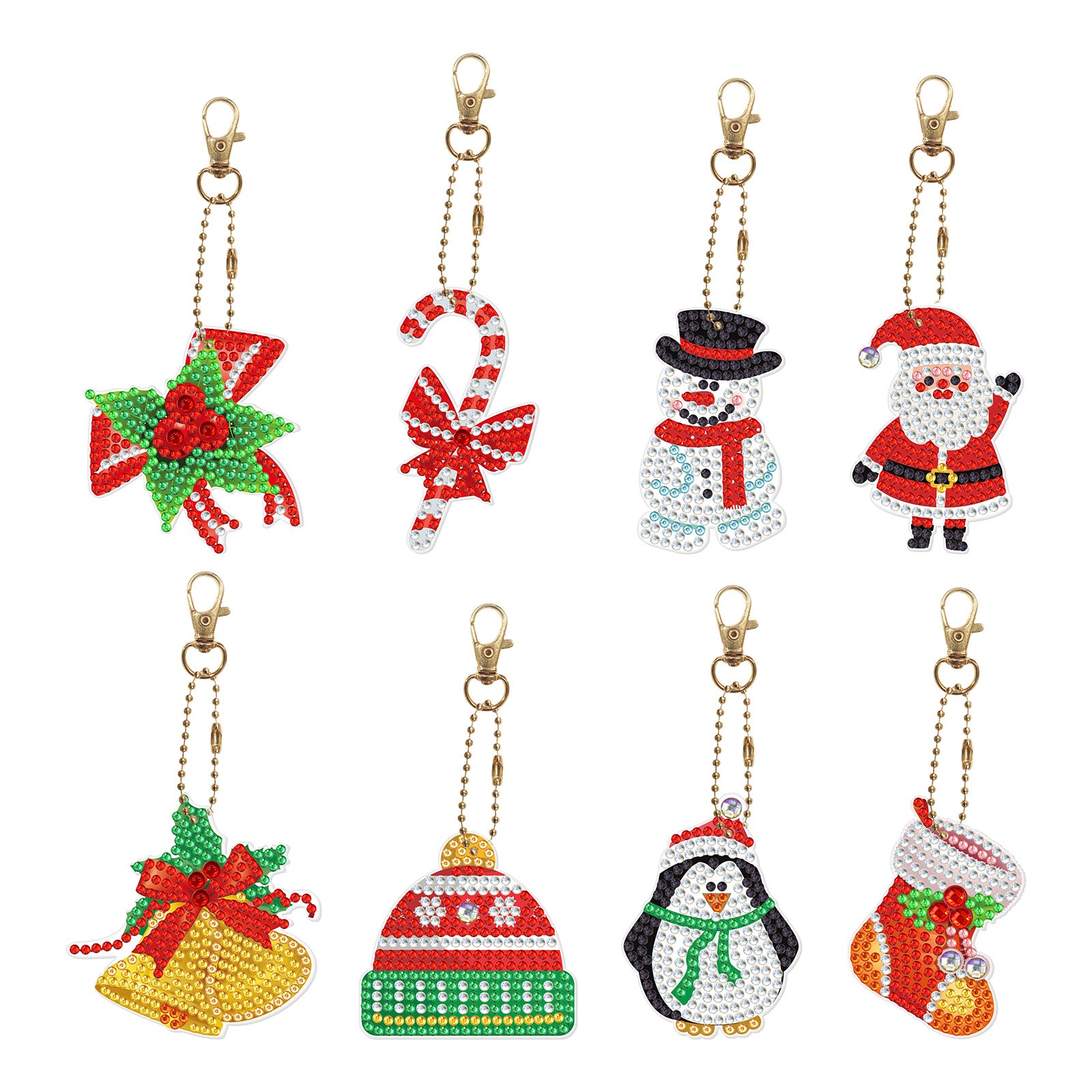 DIY Diamond Painting Keychain Singlesided Christmas 8 Piece Set