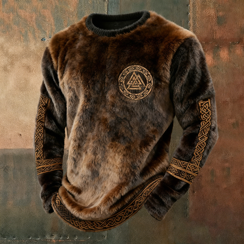 Men's Viking Symbol Celtic Knot Art Cozy Flannel Hoodie elevenforest