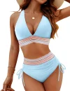 2025 High Waisted Tummy Control Color Block Bikini Sets