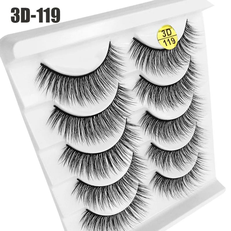 5Pairs 6D Mink Lashes False Eyelashes Natural Long Eyelash Extension Cross Volume Soft Fake Eye Lashes Winged Faux Cils Dropship