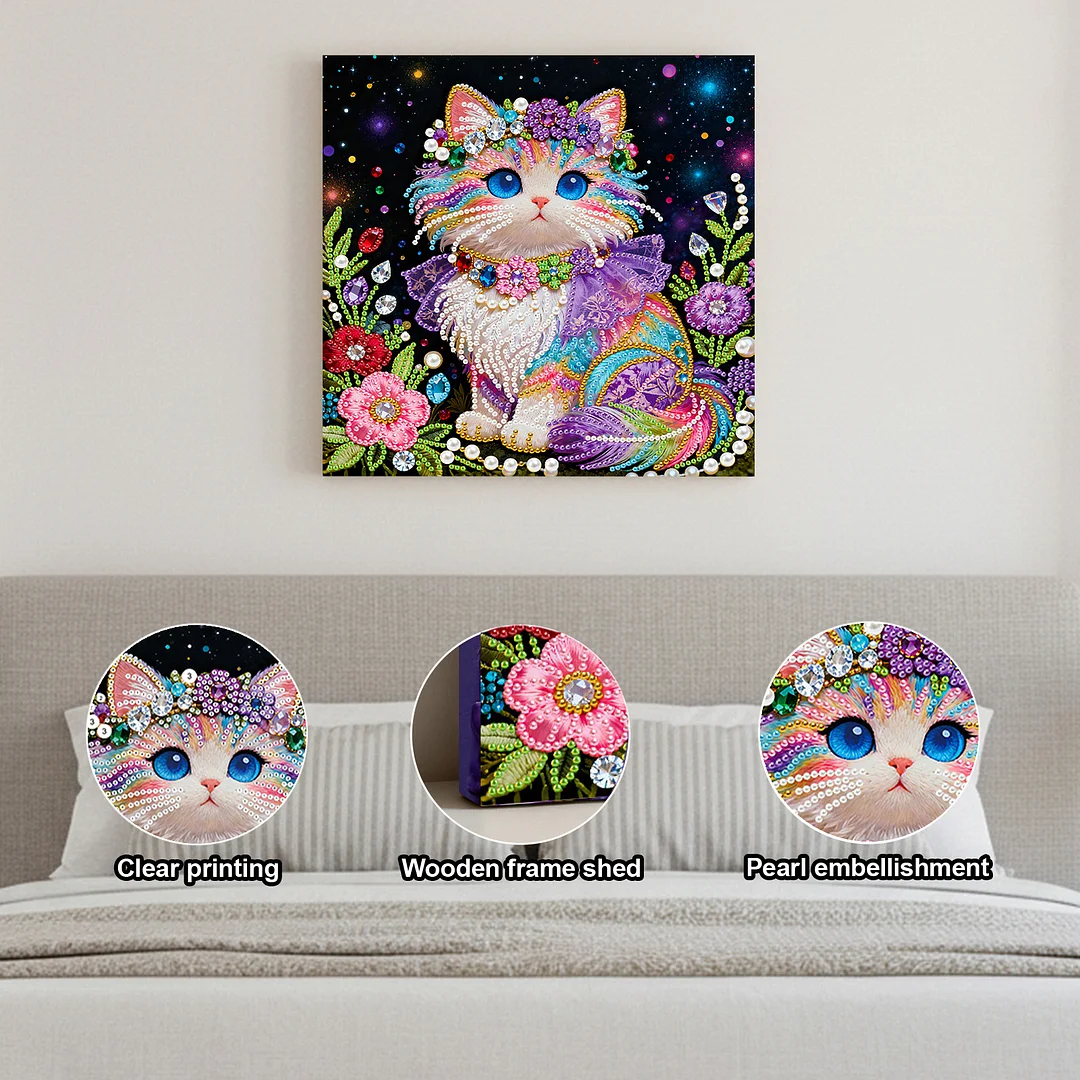 Cat Art Diamond Painting Kit for Adults Home Decor 25x25cm With Frame