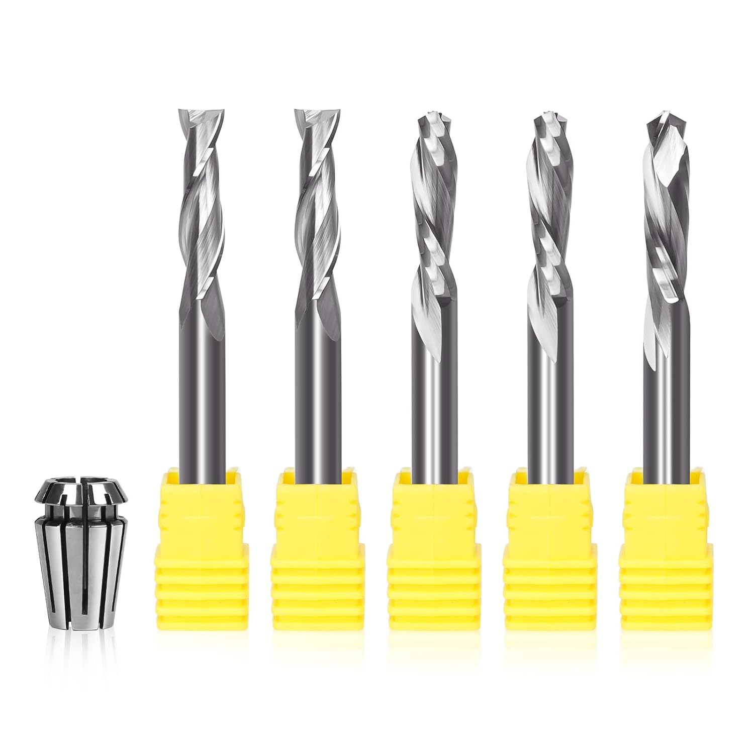 5PCS CNC Router Bits 1/4 Inch Shank for Wood Cut, Carving