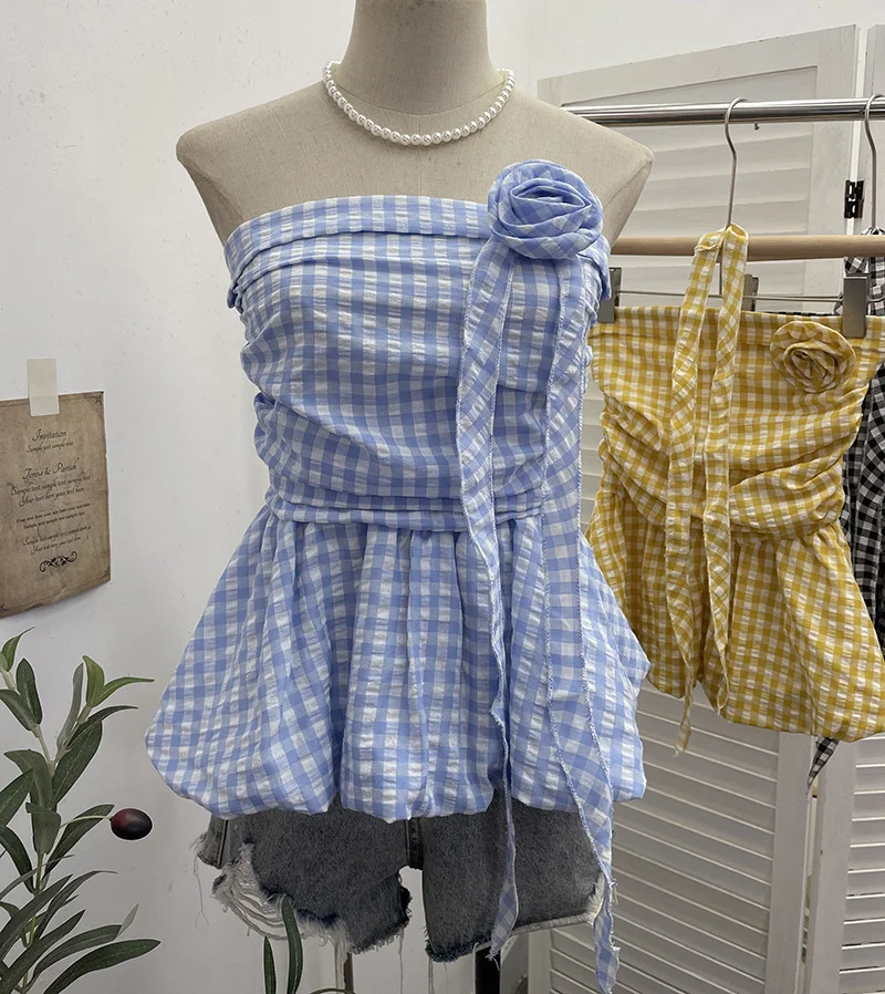 Nigikala Nigikala Lattice Tset Bra Sling Sling Vest Sleeveless T-Shirt Twive Tidal Twives Fluttering With Flower Top Woman 9232