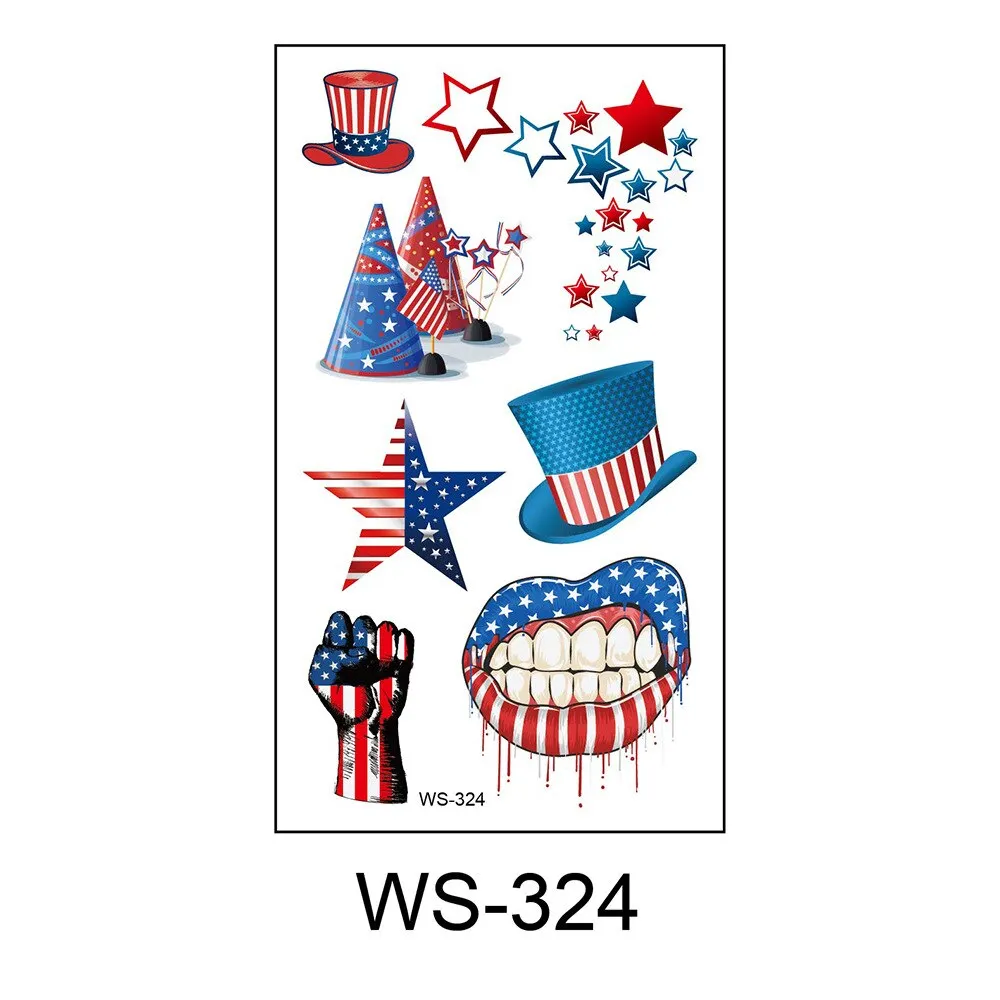 20 Kinds American Flag Tattoos Independence Day Temporary Body Sticker Disposable Waterproof tatouage temporaire