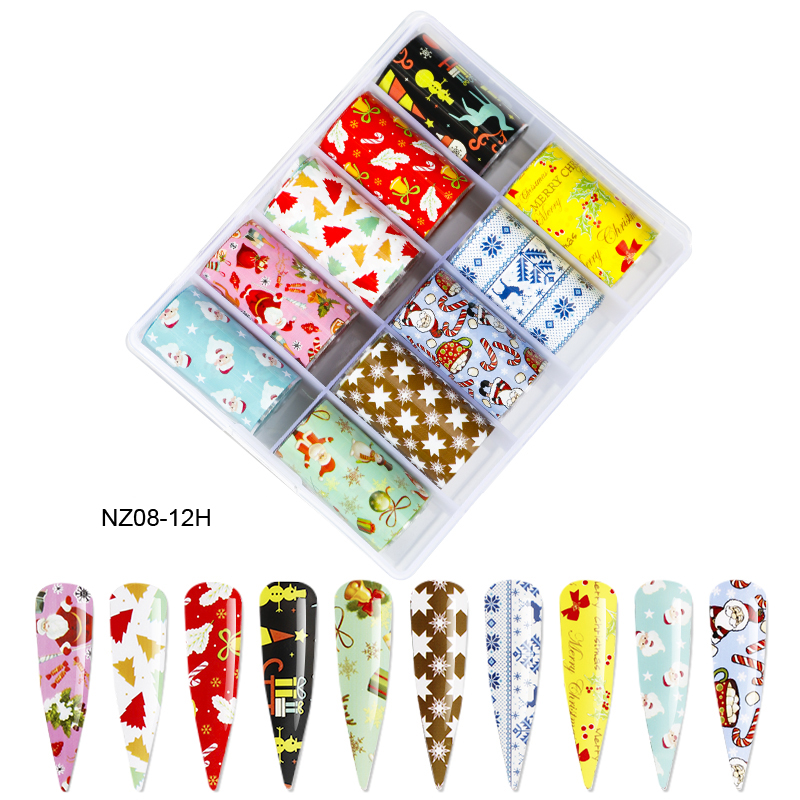 Kissbake 10pcs 4x100cm Nail Transfer Foil Paper Sticker Set Luxury Foil Nails Logo Transfer Nail Stickers Designer Fashion Nail Art Decal