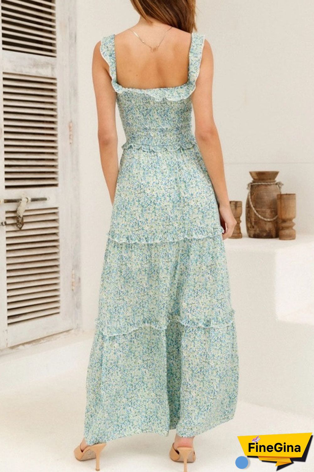 Fashion Street Print Split Joint Off the Shoulder Princess Dresses