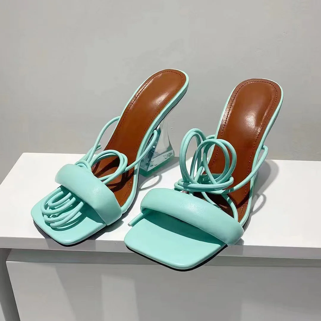 Qengg Big Size Women High Heels Sandals 2022 Trend Ladies Strange Style Cross-tied Sandals Shoes Party Slides Slippers Pumps For Women