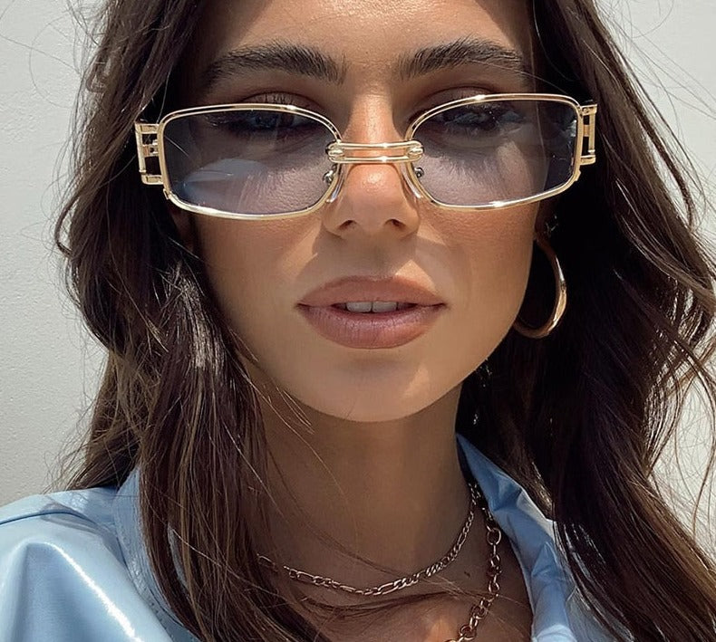 Llyge  2024 Retro Brand Small Rectangle Sunglasses Women Fashion Brand Square Sunglasses Men Travel Shades Clear Sun Glasses For Female llyge