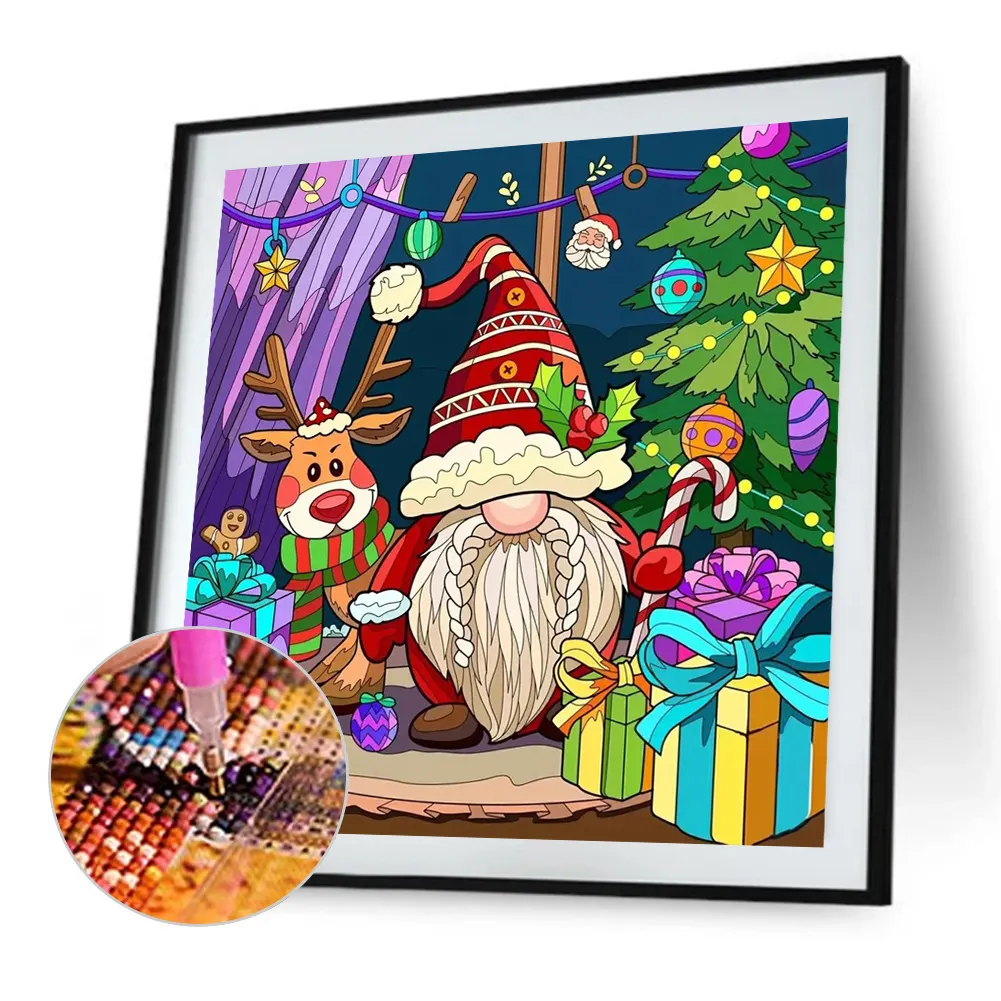 Partial AB Diamond Painting - Full Round Drill - Christmas Gnome(Canvas|45*45cm)