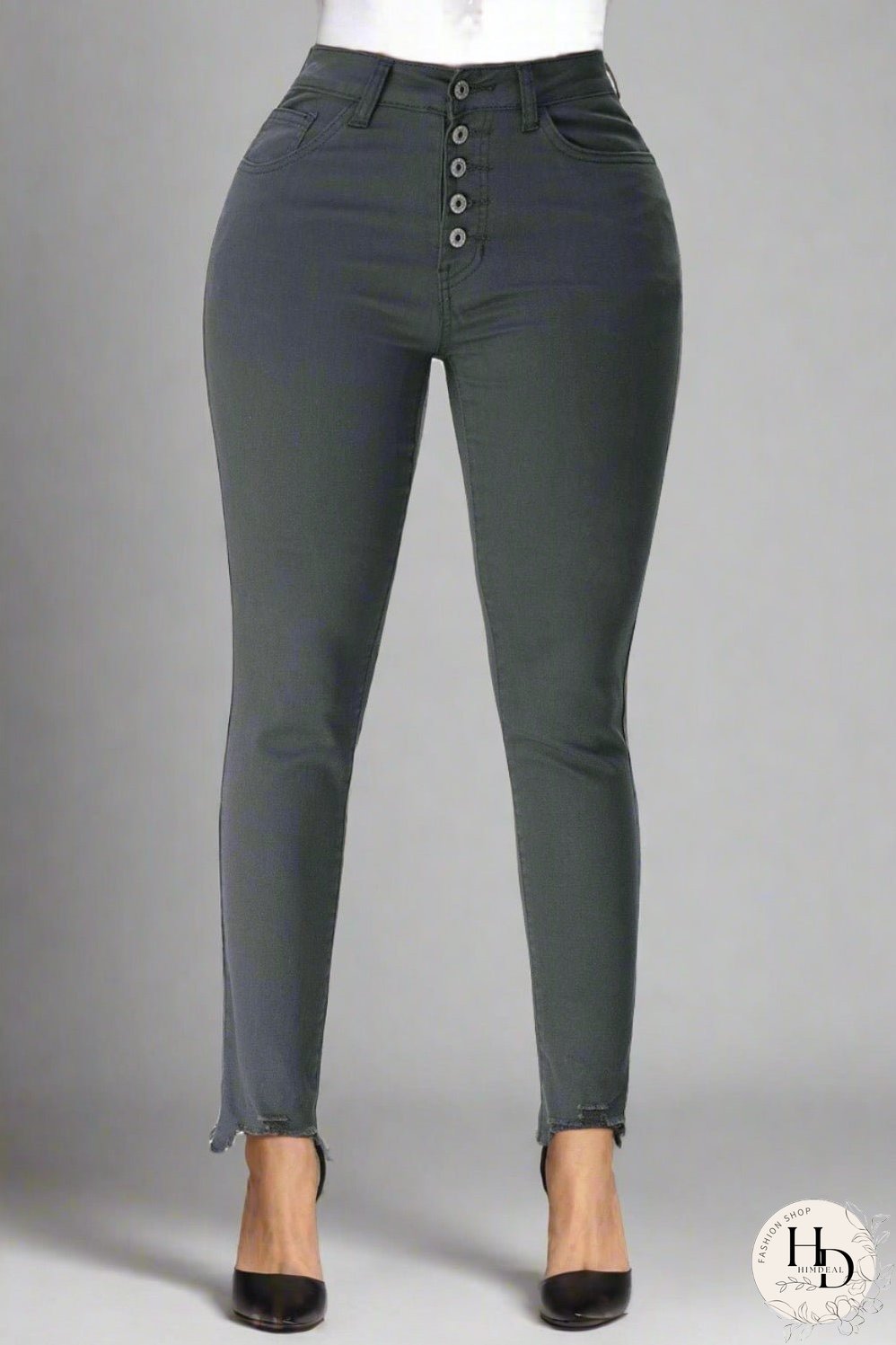 Elastic Loose Wide Leg Button Pants