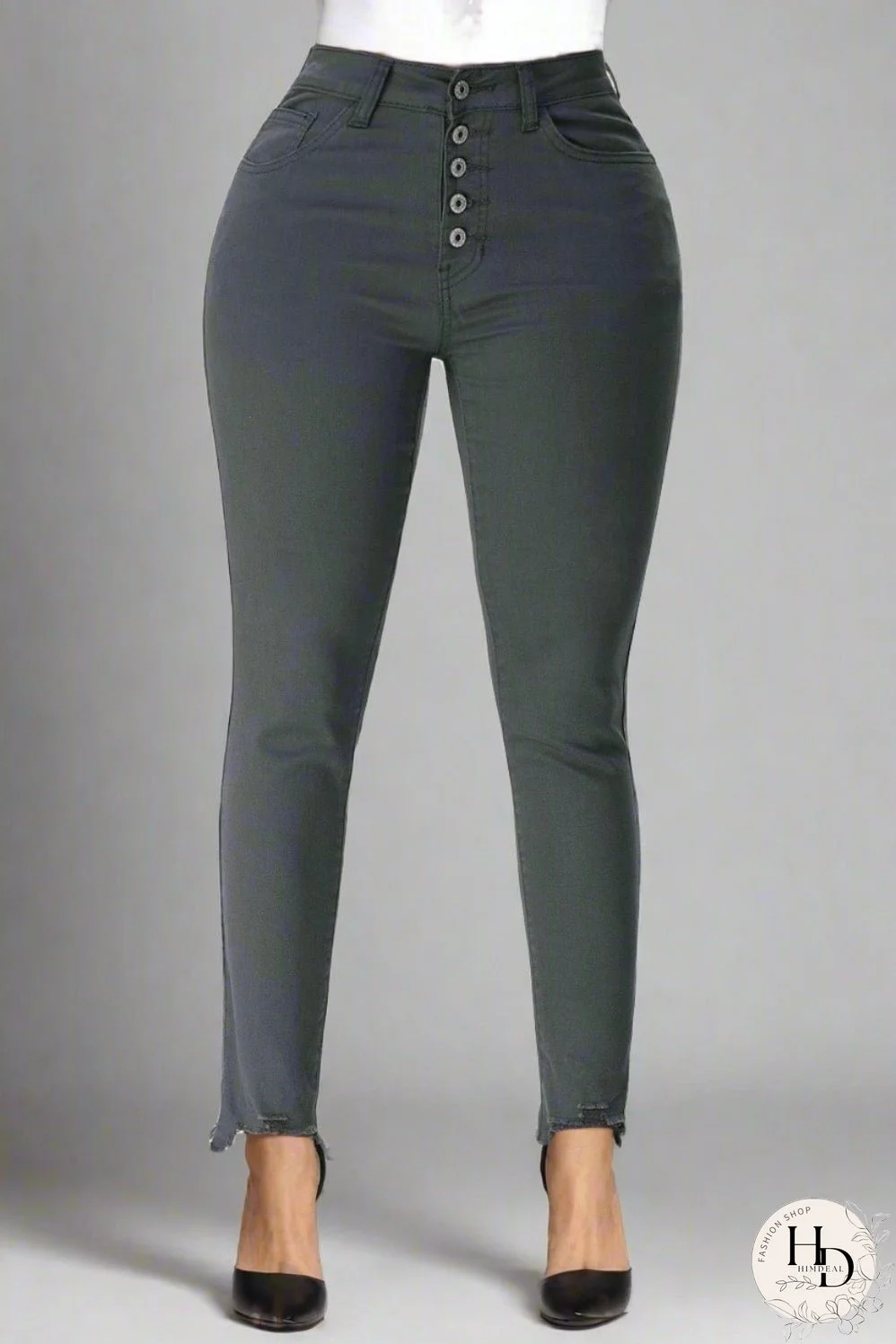 Elastic Loose Wide Leg Button Pants