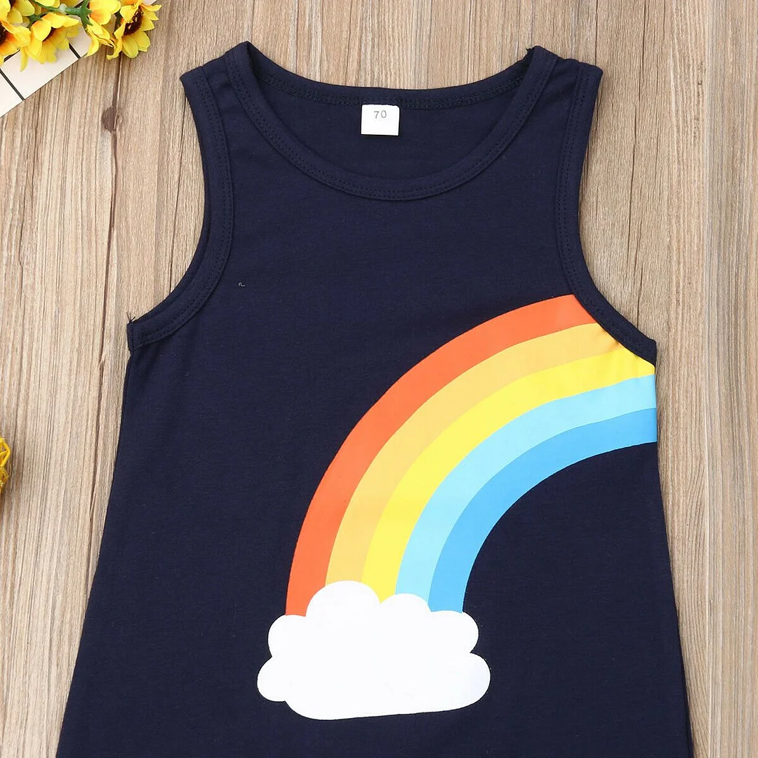 2019 Baby Summer Clothing Newborn Baby Boys Girls Rainbow Romper Cotton Jumpsuit Trousers Sleeveless Sunsuit Playsuits Clothes