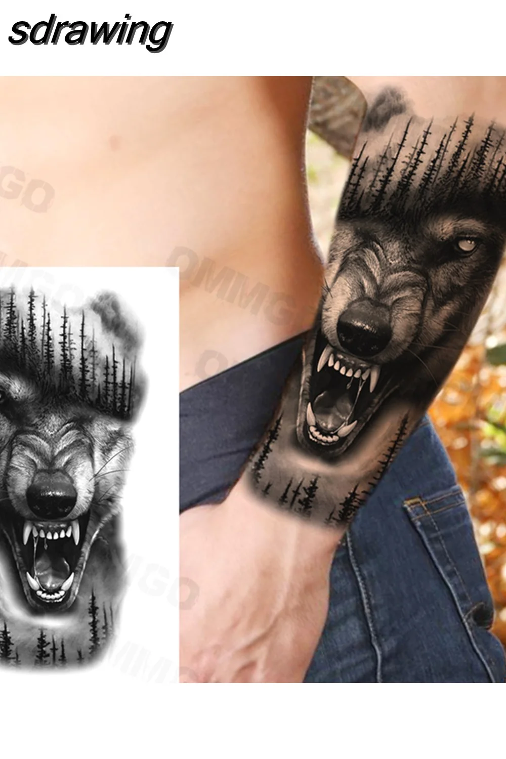 sdrawing Lion Rose Flower Temporary Tattoos For Women Adult Girl Compass Skull Fake Tattoo Arm Thigh Body Art Waterproof Tatoos