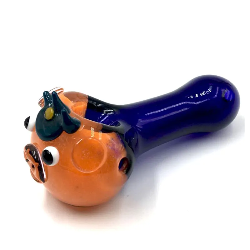 Glass Spoon Pipe with Uncle Pig Face Bowl Hand Pipe