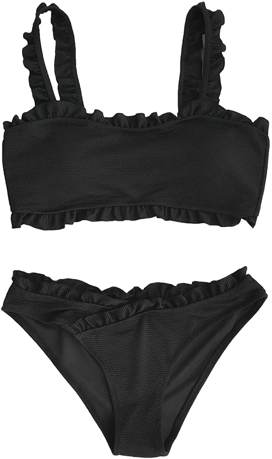 Women's Striped with Ruffle Trim Bikini