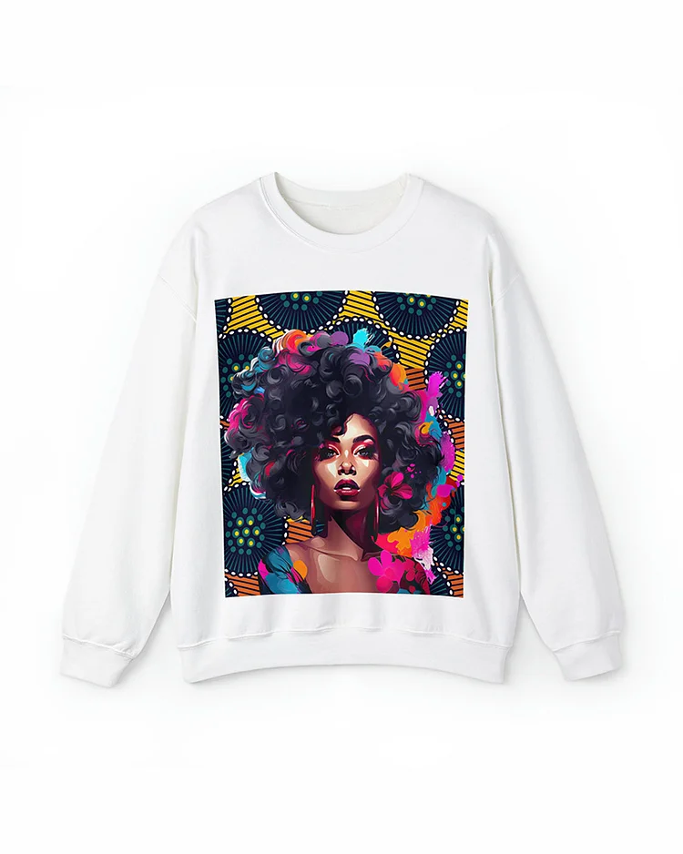 Art Portrait Painted Print Long Sleeve Crewneck Sweatshirt