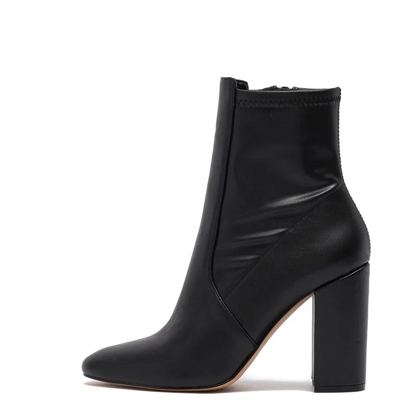 TAAFO Snake Animal Prints Ankle Boots High Chunky Heels Woman Round Toe Zip Booties Ladies Shoes