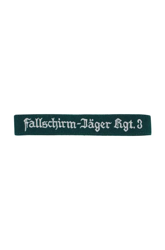   Luftwaffe Fallschirmjäger Rgt.3 EM Dark Green Backing Cuff Title German-Uniform