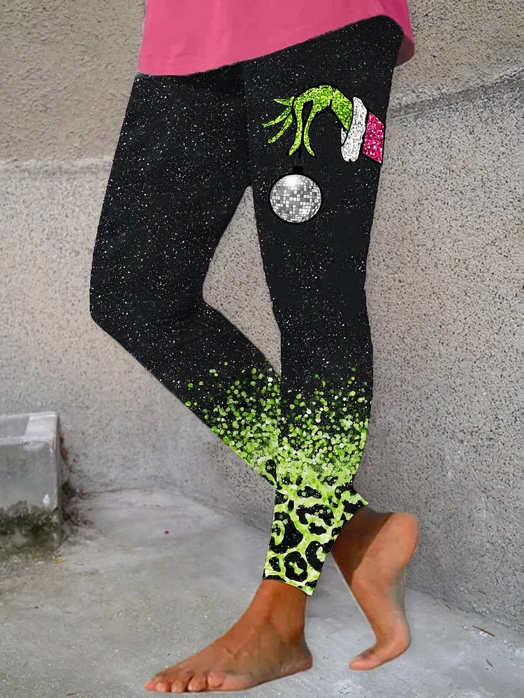 Women's Sequin Chrsitmas Print Leggings